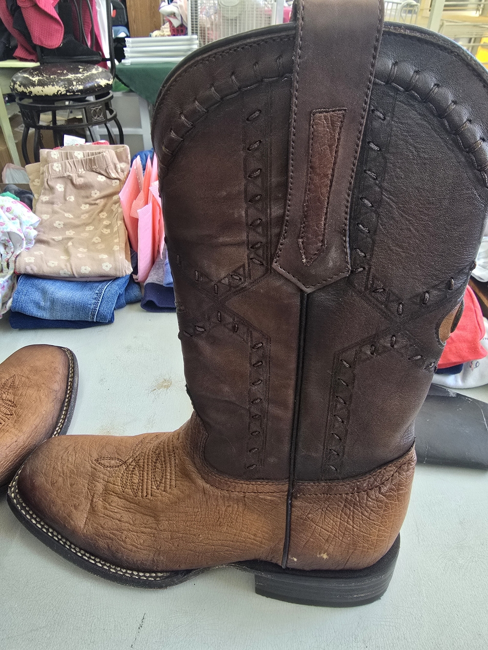 Cuadra Men's Two-Tone Brown Western Cowboy Boots - Picture 10 of 16